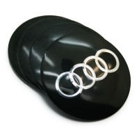 Наклейки на ступичные колпачки «Audi» Ø56 (чёрные)