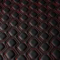 Экокожа стёганая «intipi» Sixangle (чёрный/красный, ширина 1.35 м, толщина 5.85 мм)