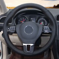 Оплетка на руль из «Premium» экокожи Volkswagen Tiguan 2010-2016 г.в. (для руля без под рулевых лепестков, черная)